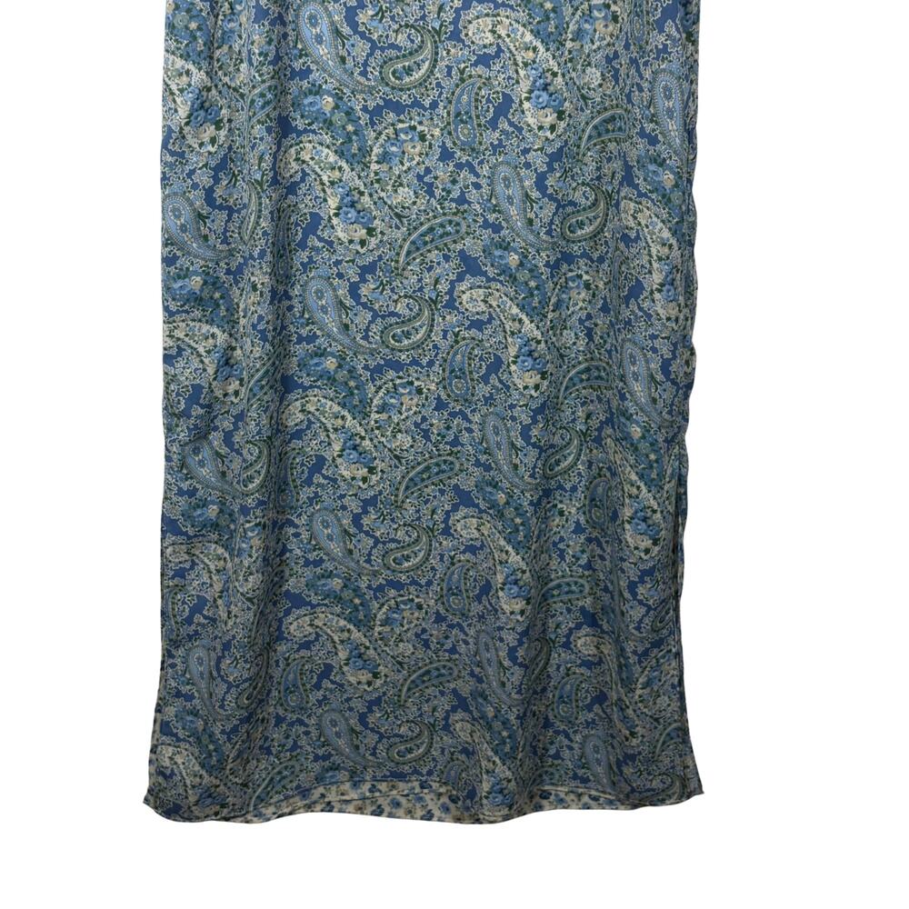 Reversible Blue Floral Dress 90s Tank Paisley Long Sleeveless Vintage Retro 10 - Picture 12 of 14